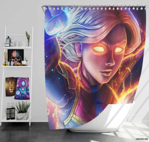 Carol Danvers Rises Captain Marvel Chronicles Comic Shower Curtain