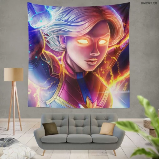 Carol Danvers Rises Captain Marvel Chronicles Comic Wall Tapestry