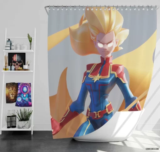 Carol Danvers Unleashed Marvel Captain Marvel Comic Shower Curtain