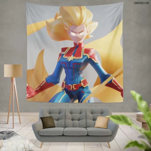 Carol Danvers Unleashed Marvel Captain Marvel Comic Wall Tapestry