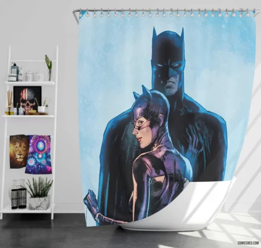 Catwoman Batman DC Feline Duo Comic Shower Curtain