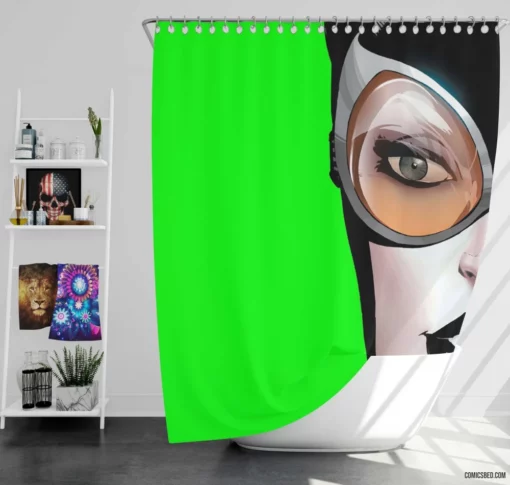 Catwoman Cunning Chronicles of Mischief Comic Shower Curtain