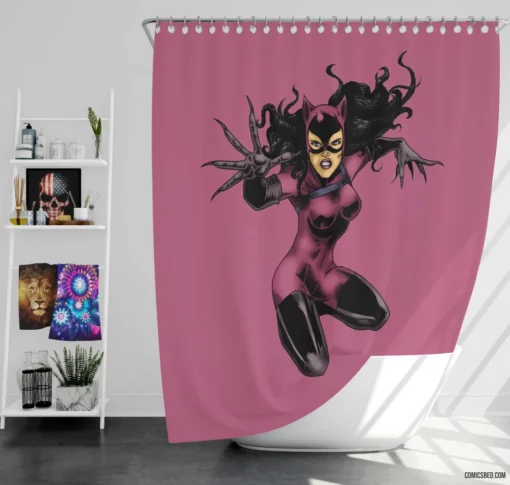 Catwoman Feline Temptress of Comics Shower Curtain