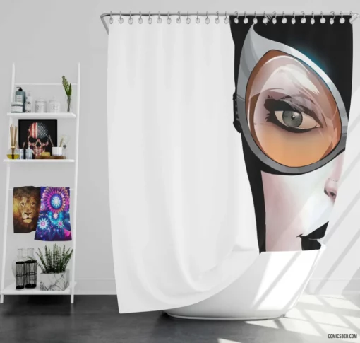 Catwoman Feline Temptress of the Night Comic Shower Curtain