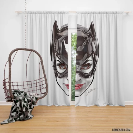 Catwoman Gotham Cat Burglar Comic Curtain