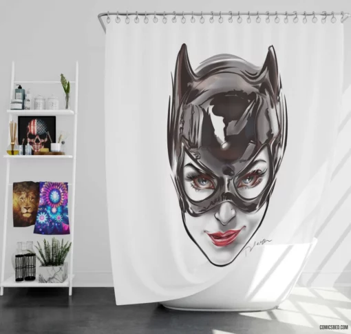 Catwoman Gotham Cat Burglar Comic Shower Curtain