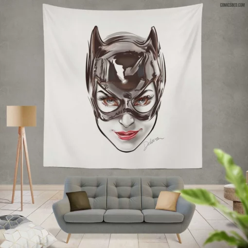 Catwoman Gotham Cat Burglar Comic Wall Tapestry