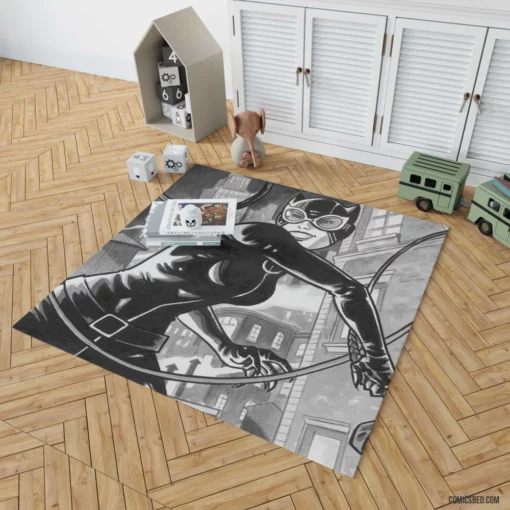 Catwoman Gotham Stealthy Cat Comic Rug 1