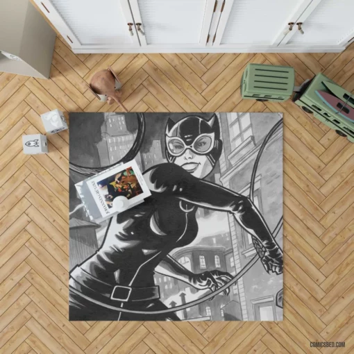 Catwoman Gotham Stealthy Cat Comic Rug