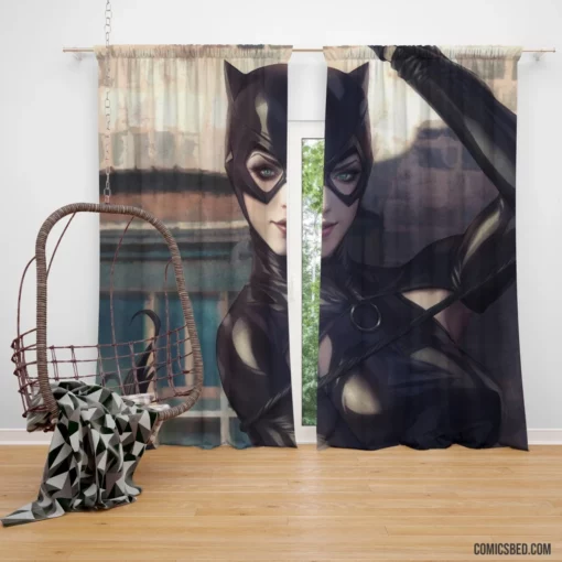 Catwoman Green Eyes DC Enigma Comic Curtain