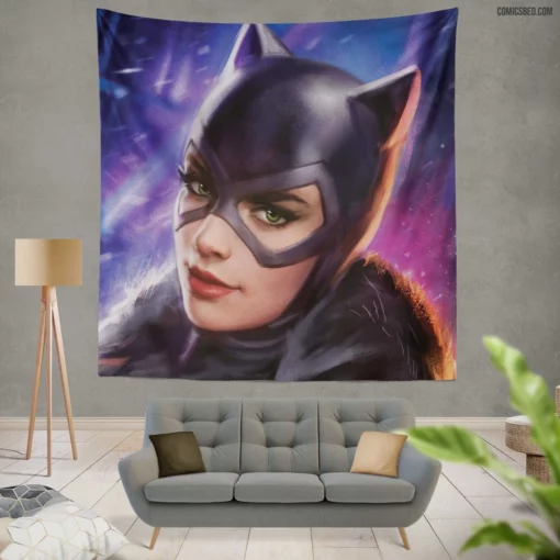 Catwoman Lipstick DC Feline Comic Wall Tapestry