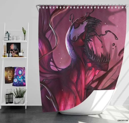 Chaos Incarnate Marvel Carnage Unleashed Comic Shower Curtain