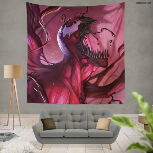 Chaos Incarnate Marvel Carnage Unleashed Comic Wall Tapestry