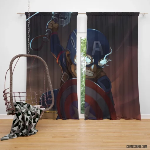 Chibi Captain America Marvel Hero Comic Curtain