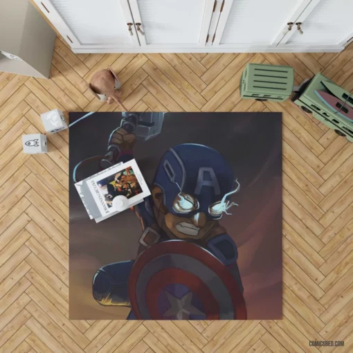 Chibi Captain America Marvel Hero Comic Rug