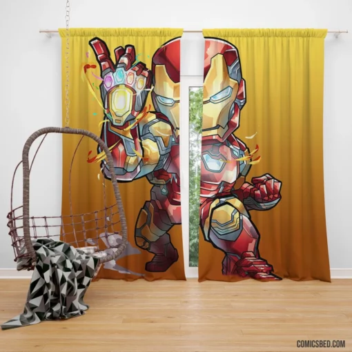 Chibi Iron Man Marvel Playful Avenger Comic Curtain