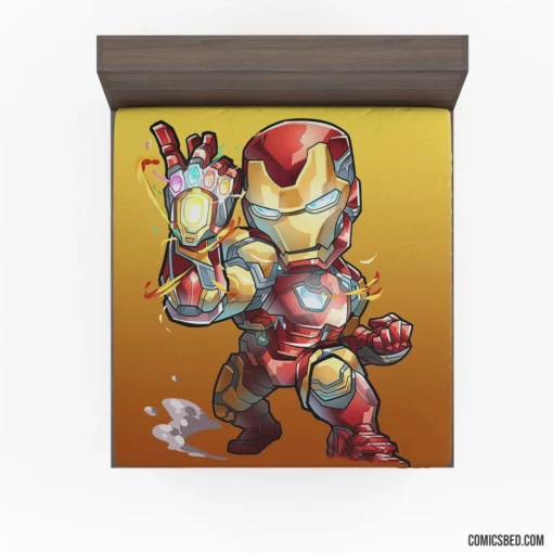 Chibi Iron Man Marvel Playful Avenger Comic Fitted Sheet 1