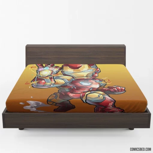 Chibi Iron Man Marvel Playful Avenger Comic Fitted Sheet