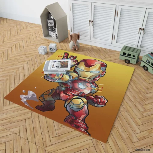 Chibi Iron Man Marvel Playful Avenger Comic Rug 1