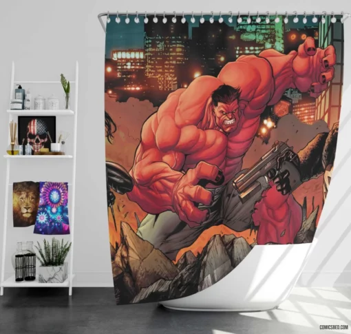 Circle of Four Heroic Unity Comic Shower Curtain