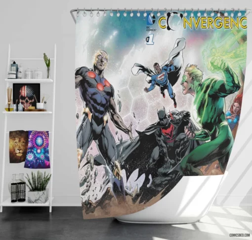 Convergence Flash Superman Batman Green Lantern DC Comics Shower Curtain