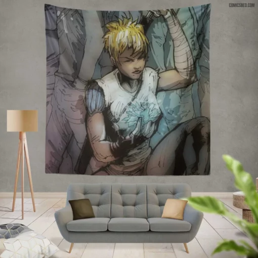 Crimson Blood-Soaked Adventure Comic Wall Tapestry