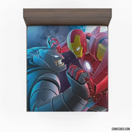 Crossover Batman Iron Man Heroes Comic Fitted Sheet 1