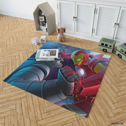 Crossover Batman Iron Man Heroes Comic Rug 1