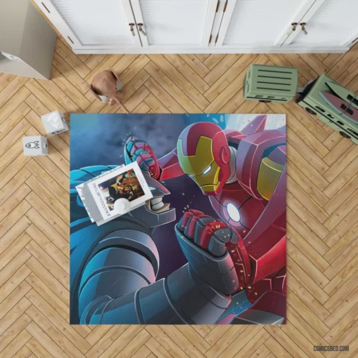 Crossover Batman Iron Man Heroes Comic Rug