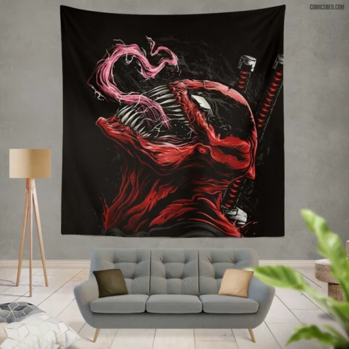 Crossover Deadpool Venom Heroic Showdown Comic Wall Tapestry