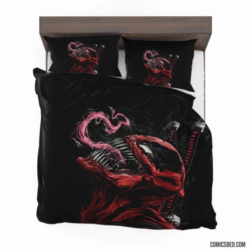 Crossover Deadpool Venom Symbiotic Clash Comic Bedding Set 1