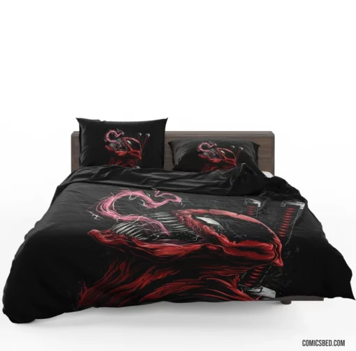 Crossover Deadpool Venom Symbiotic Clash Comic Bedding Set