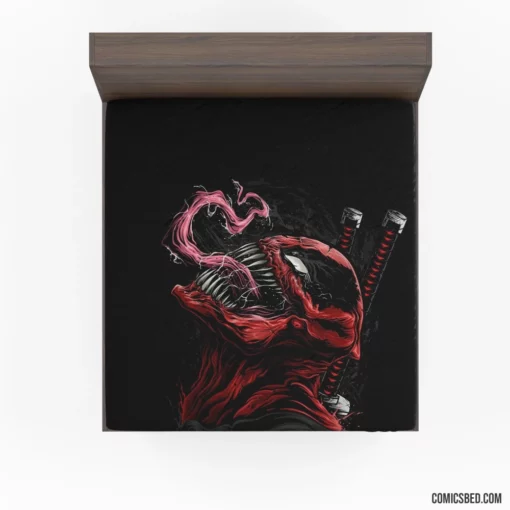 Crossover Deadpool Venom Symbiotic Clash Comic Fitted Sheet 1