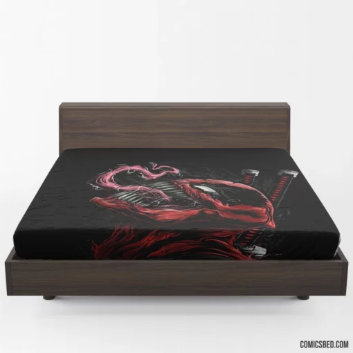 Crossover Deadpool Venom Symbiotic Clash Comic Fitted Sheet