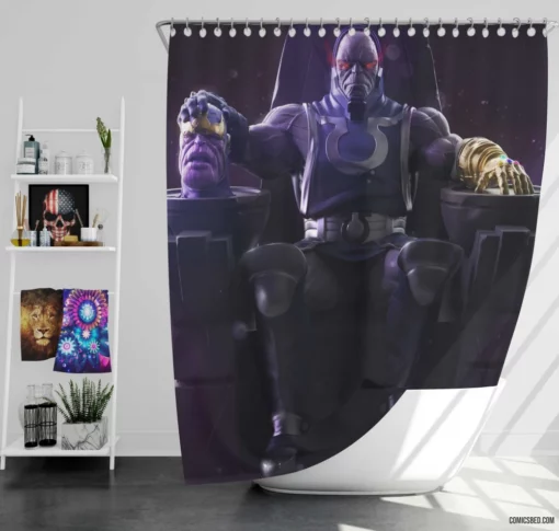 Crossover Thanos Darkseid Epic Confrontation Comic Shower Curtain