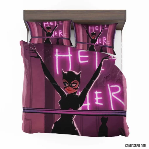 DC Catwoman Stealthy and Seductive Comic Bedding Set 1