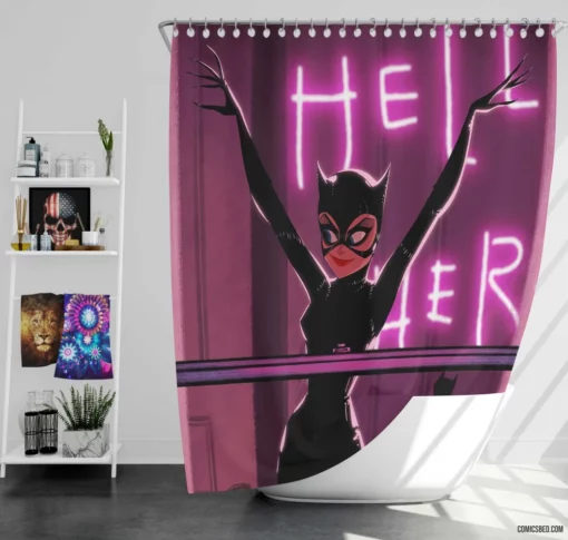 DC Catwoman Stealthy and Seductive Comic Shower Curtain