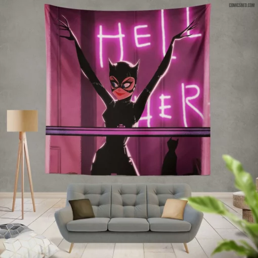 DC Catwoman Stealthy and Seductive Comic Wall Tapestry