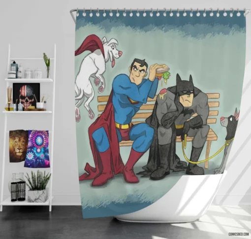 DC Comics Batman Superman Heroic Duo Shower Curtain