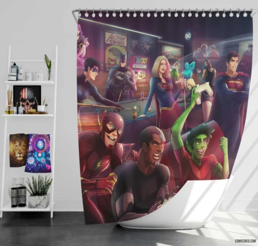 DC Comics Team Heroes Unite Shower Curtain