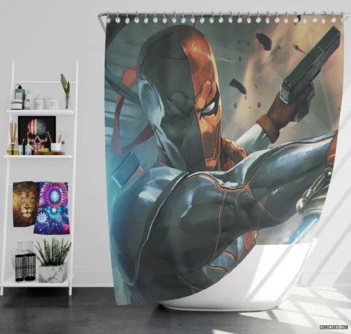 DC Deathstroke Artwork Masterful Mercenary Comic Shower Curtain