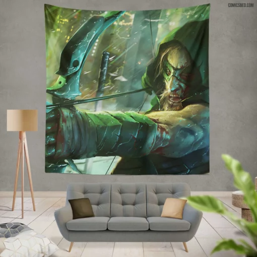 DC Emerald Archer Green Arrow Chronicles Comic Wall Tapestry