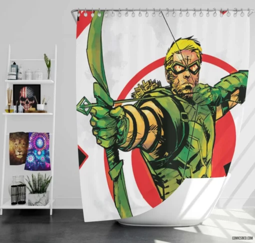 DC Hooded Archer Green Arrow Chronicles Comic Shower Curtain