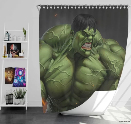 DC Rampaging Goliath Hulk Chronicles Comic Shower Curtain