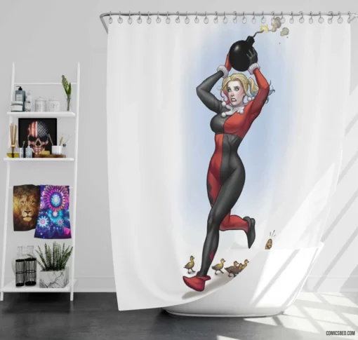 DC Rebellious Jester Harley Quinn Chronicles Comic Shower Curtain