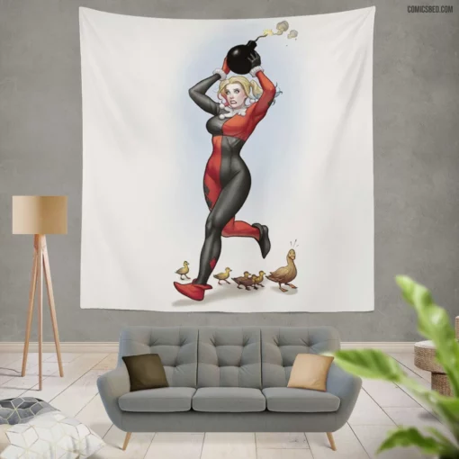 DC Rebellious Jester Harley Quinn Chronicles Comic Wall Tapestry