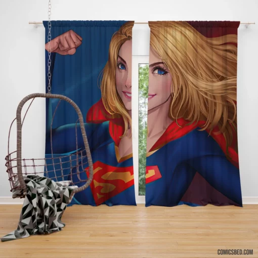 DC Supergirl Blonde-Haired Heroine Comic Curtain