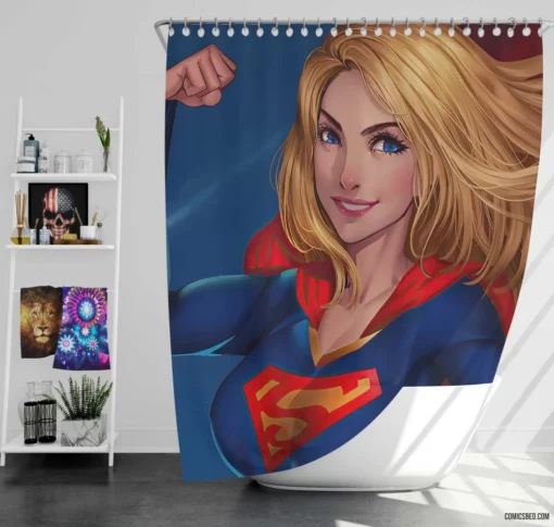 DC Supergirl Blonde-Haired Heroine Comic Shower Curtain