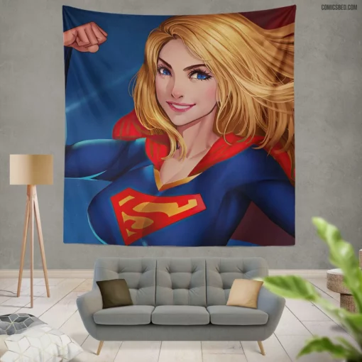DC Supergirl Blonde-Haired Heroine Comic Wall Tapestry