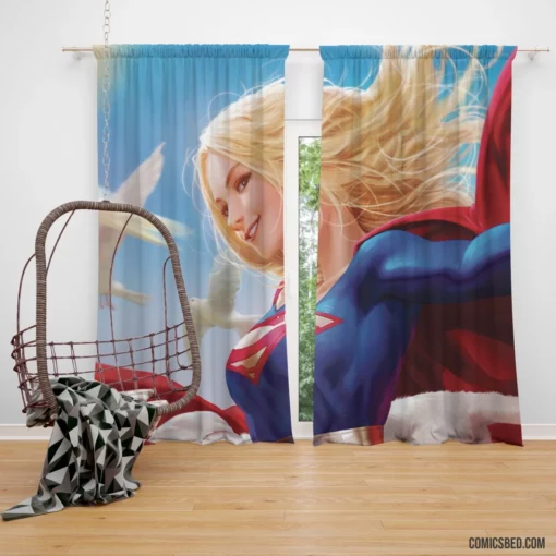 DC Supergirl Blonde-Haired Icon Comic Curtain